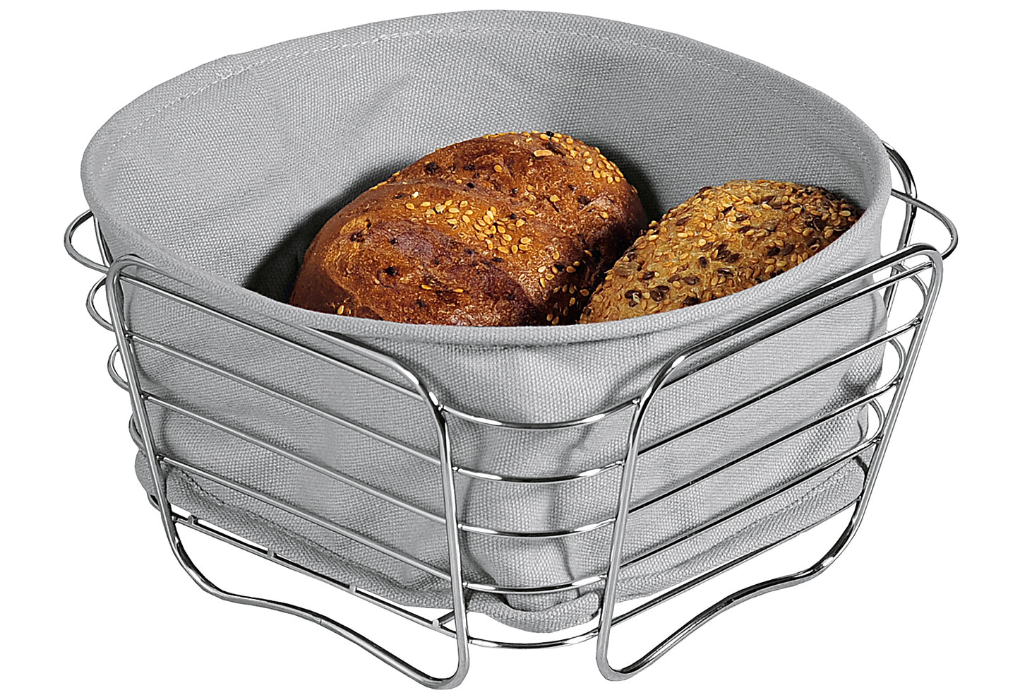 Brot- und Obstkorb Metall/Textil 21x21x11cm grau