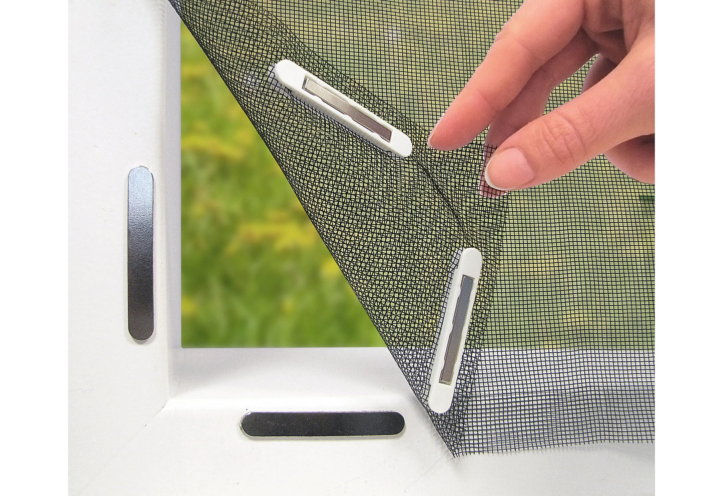 Moskitonetz mit 12 Magnetbefestigung für Fenster 150x130cm schwarz