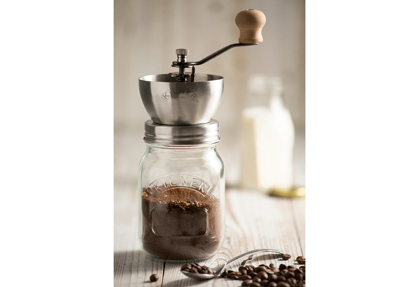 Kaffeemühle mit Drehkurbel und Glas 500ml