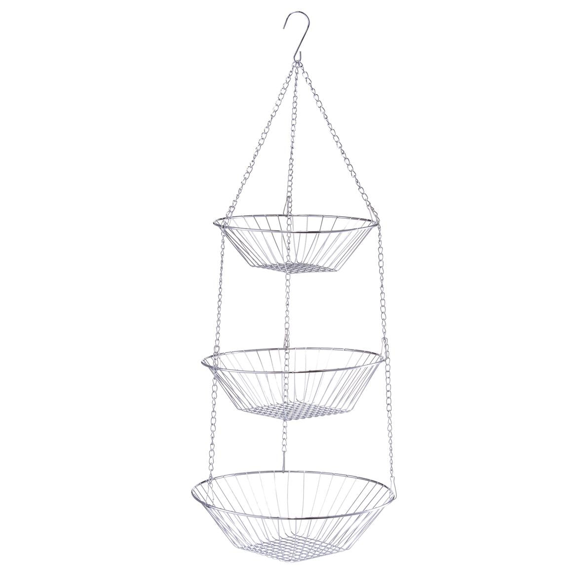 Hängekorb chrom 3 Körbe 72cm Ø25,5cm silber