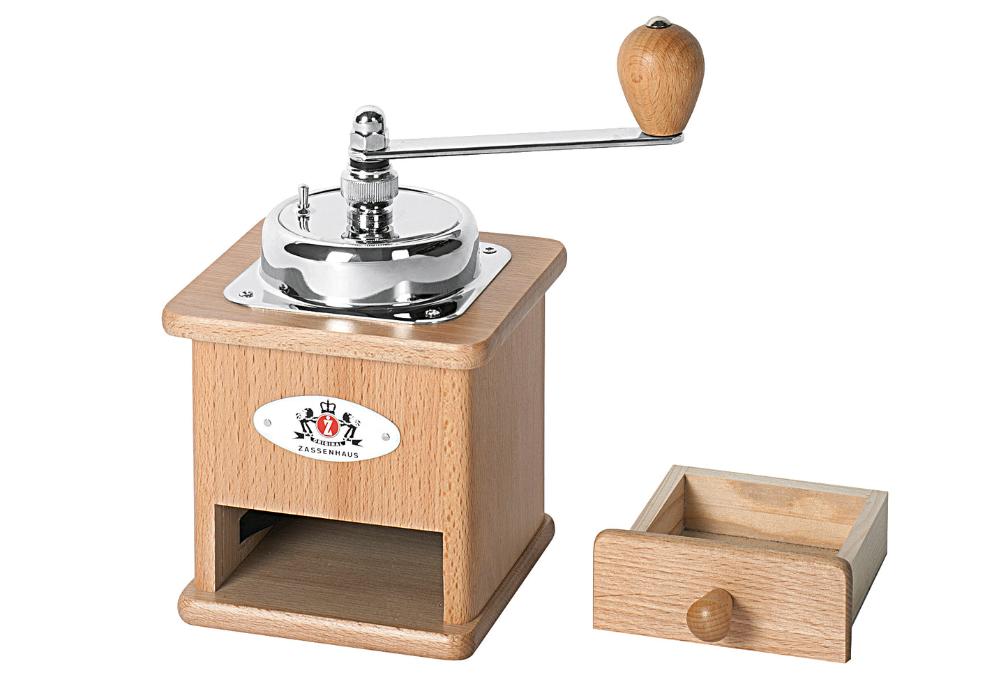 Kaffeemühle Brasilia Buchenholz Stahlmahlwerk 12x12,5x20cm