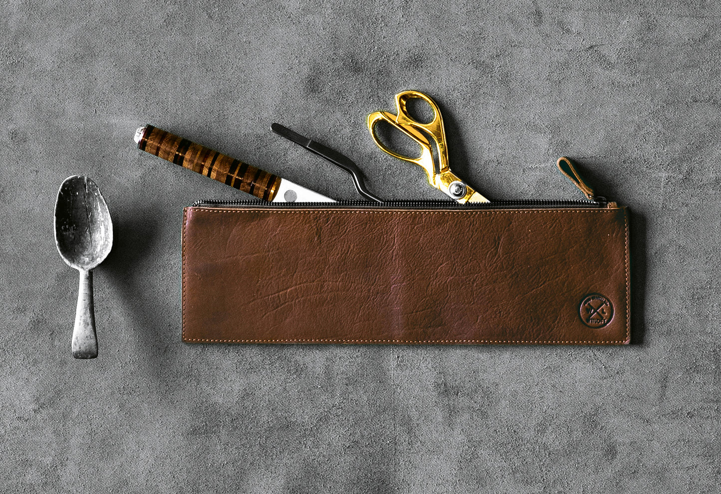Pouch Leder-Etui dunklbraun