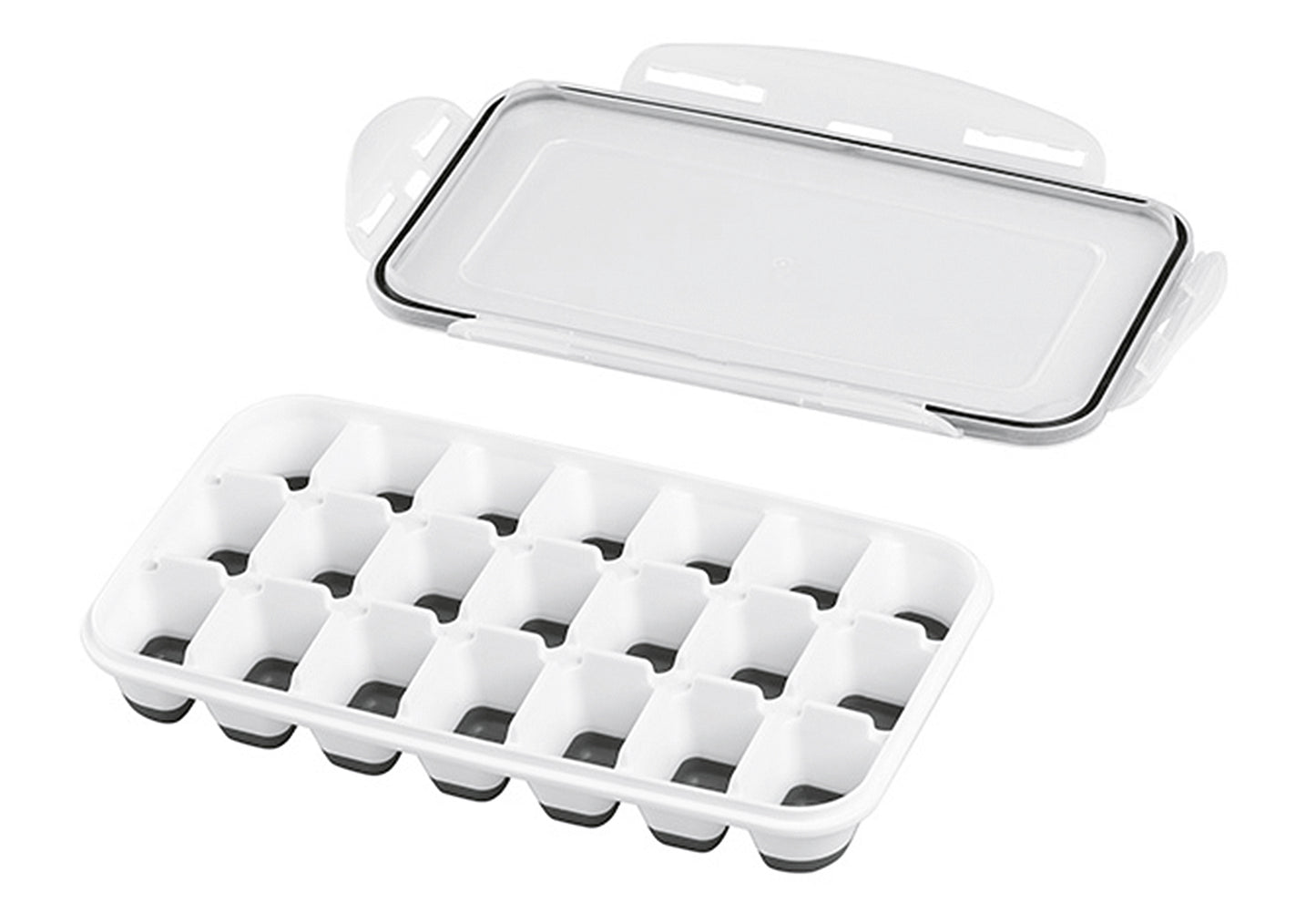 Eiswürfelform inkl. Deckel weiß/grau 2er Set