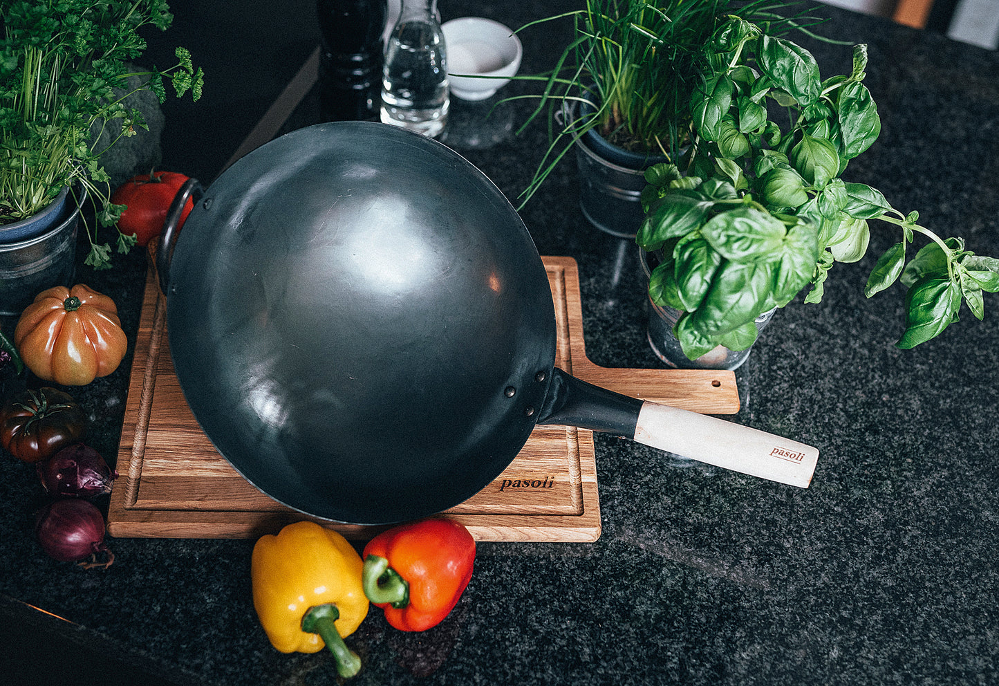 Wok Karbonstahl eingebrannt Ø30cm