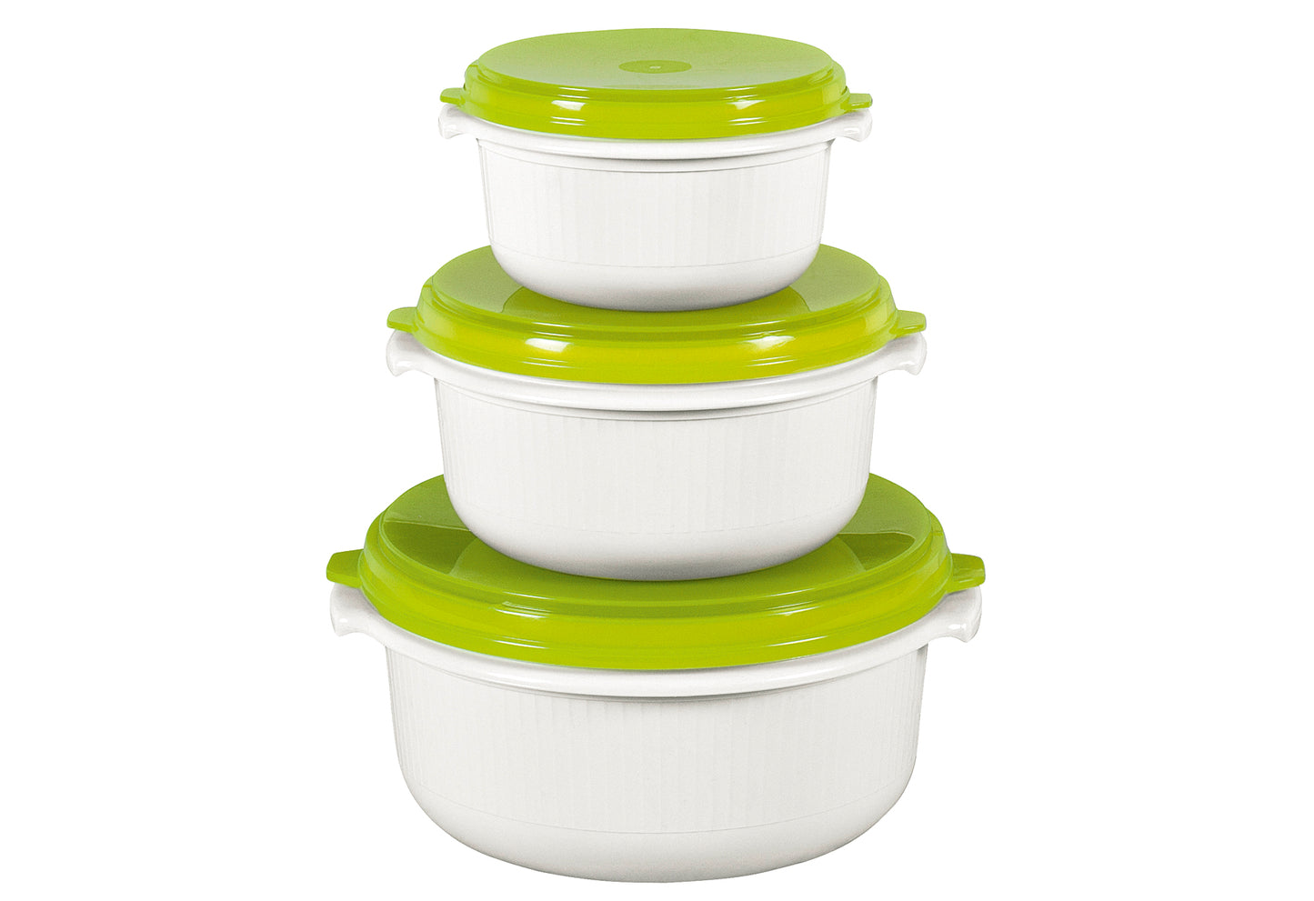 Mikrowellentopfset Micro Family 0,5/1/1,5 l weiß/limette 3teilig