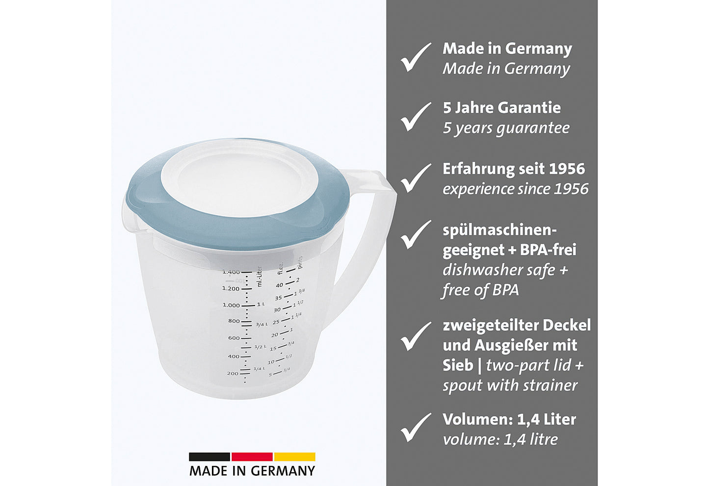 Rührbecher mit Deckel Helena 1,4l blau