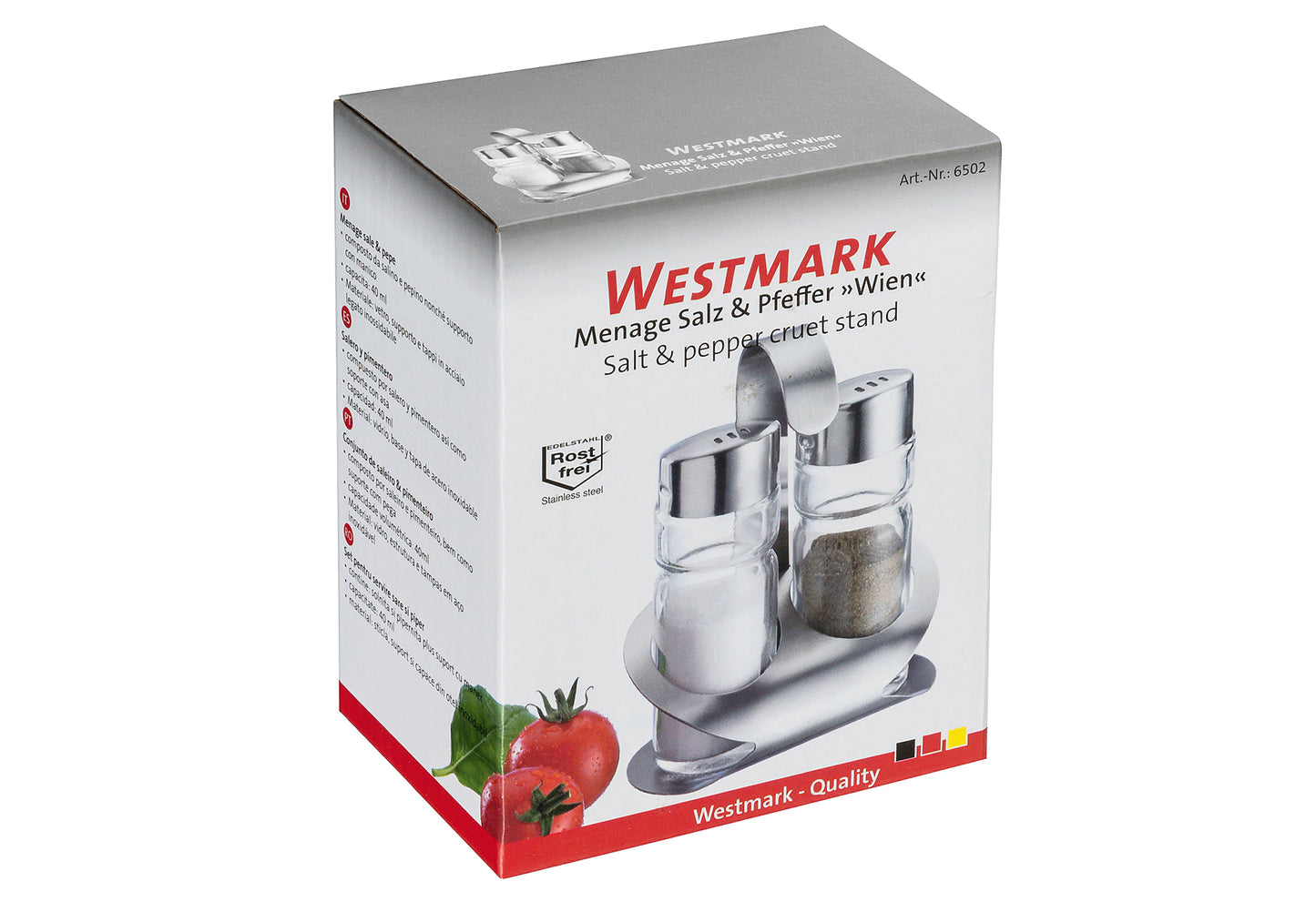 Menage Wien Glas/Edelstahl je 40 ml 2teilig