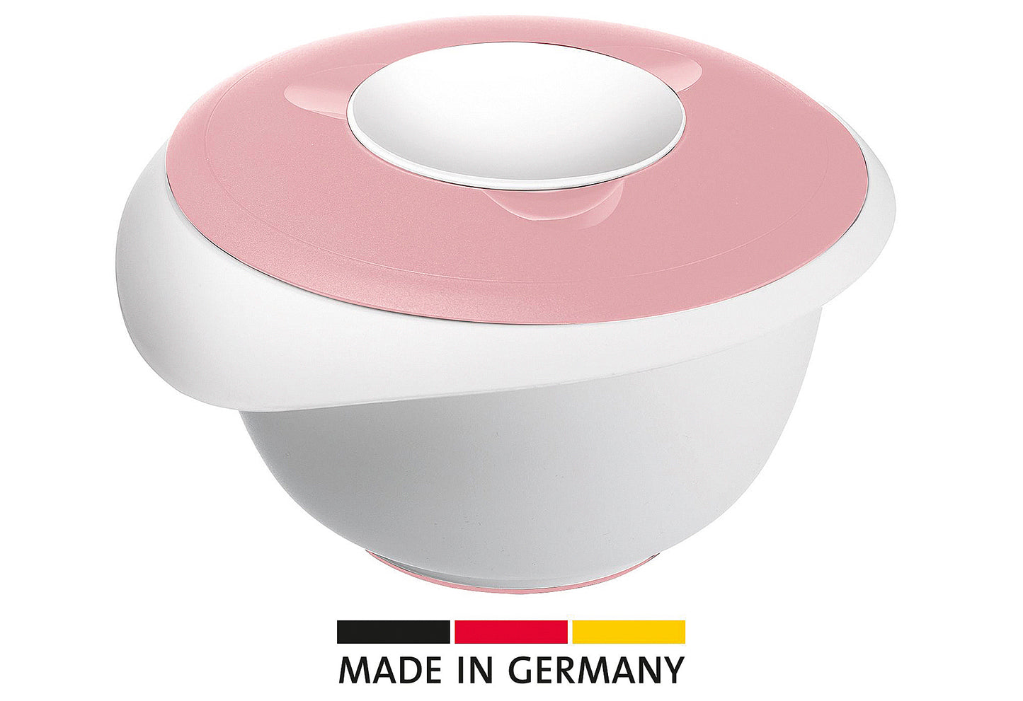 Rührschüssel mit zweigeteiltem Deckel 3,5l rosa/weiß