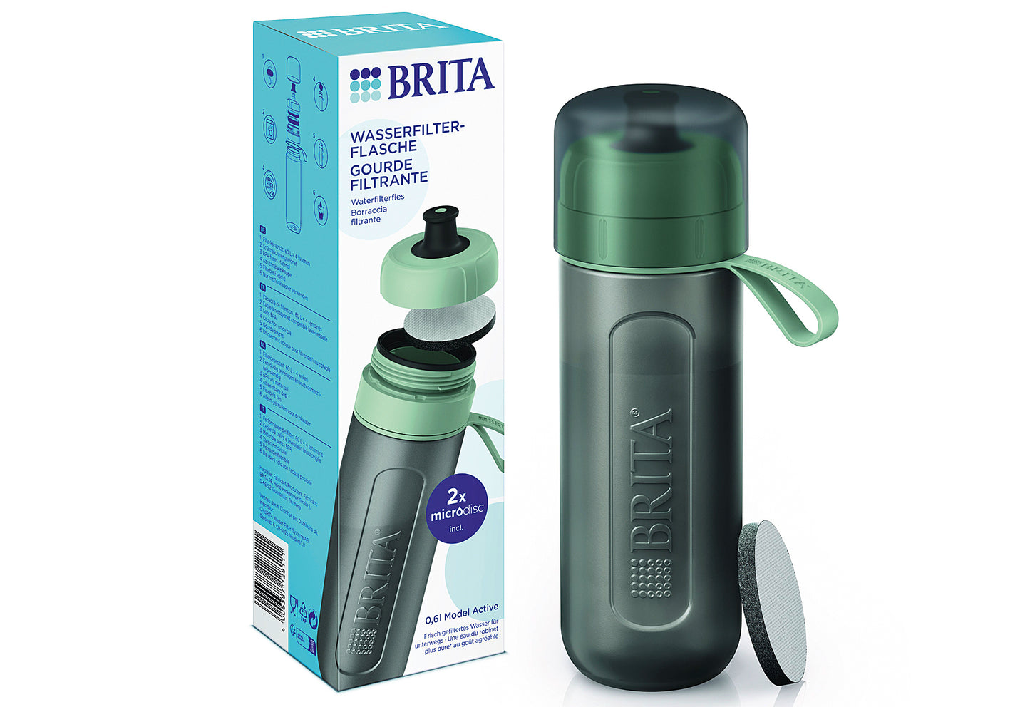 Wasserfilter-Flasche Active dunkelblau inkl. 2 MicroDisc