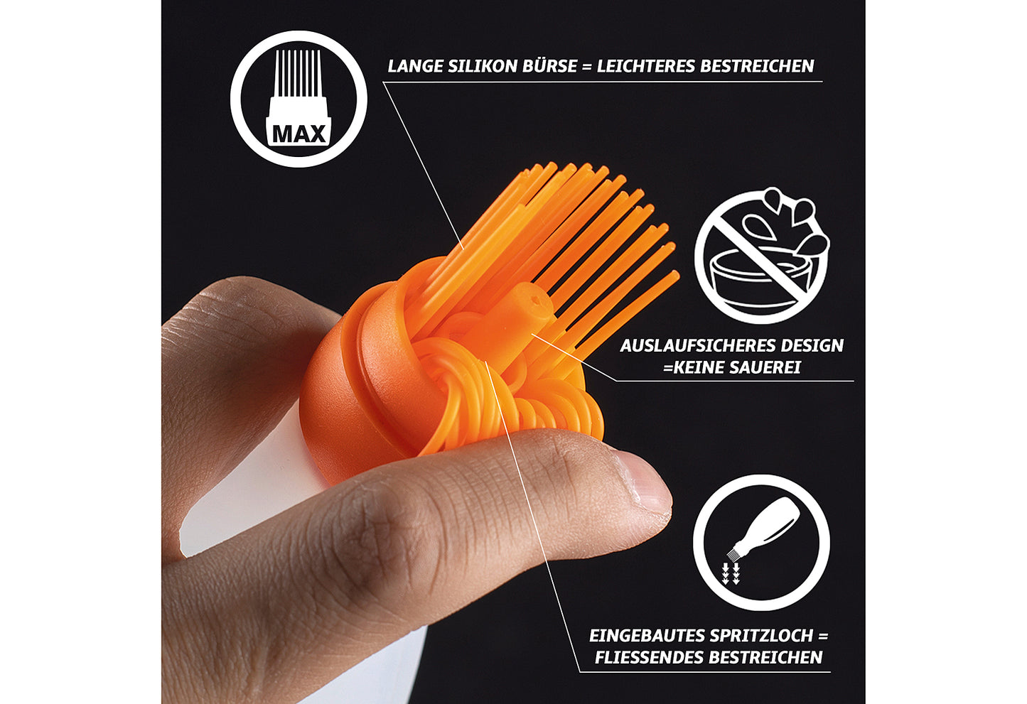 Silikon-Marinierflasche mit Bürste Orange