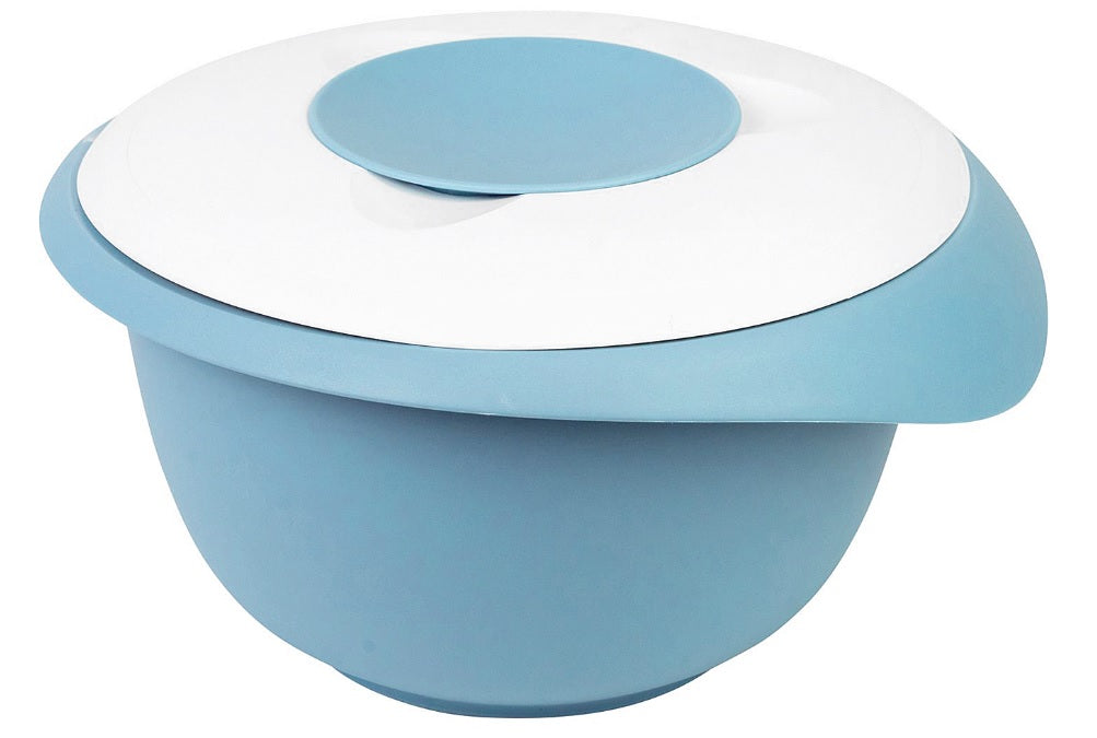 Rührschüssel mit zweigeteiltem Deckel 2,5l blau/weiß