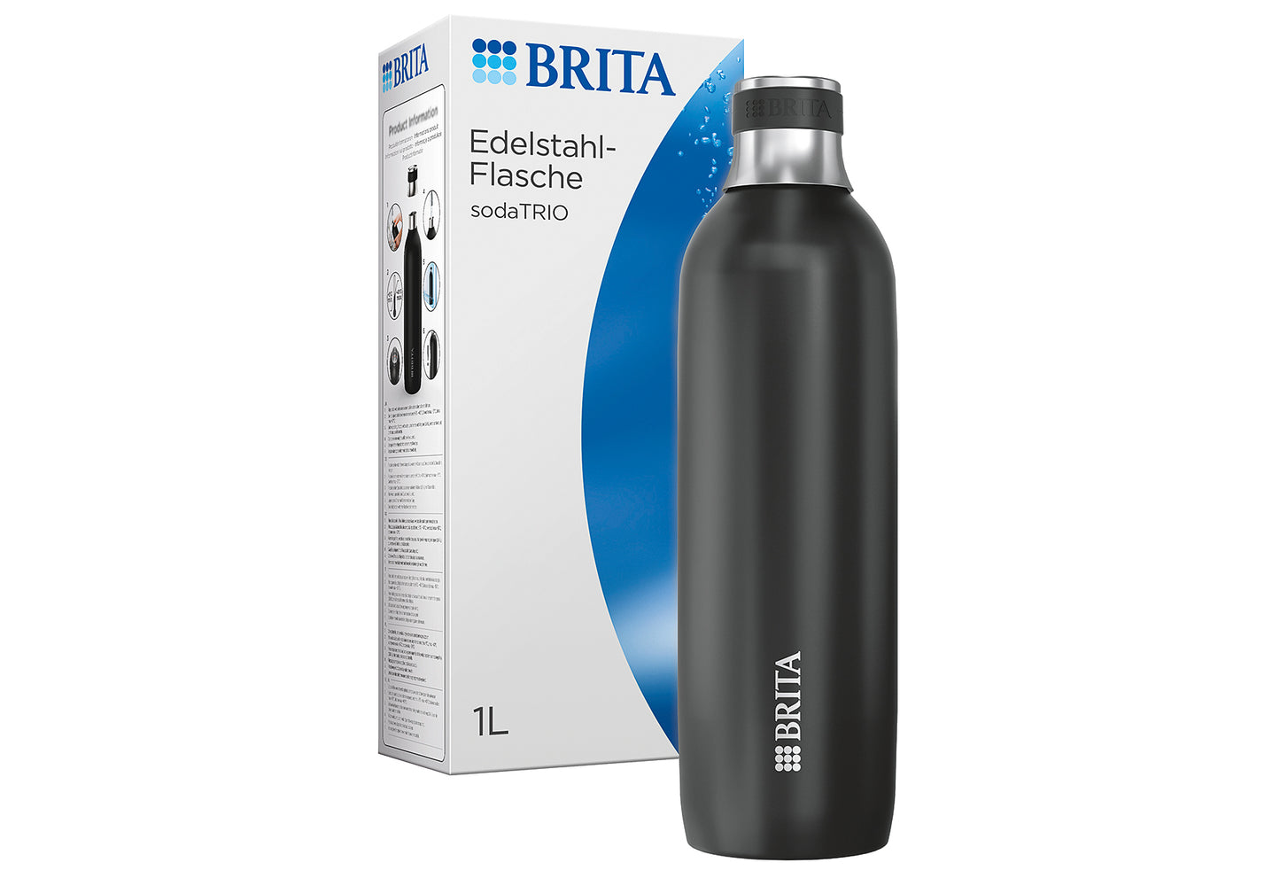Edelstahlflasche sodaTRIO groß schwarz
