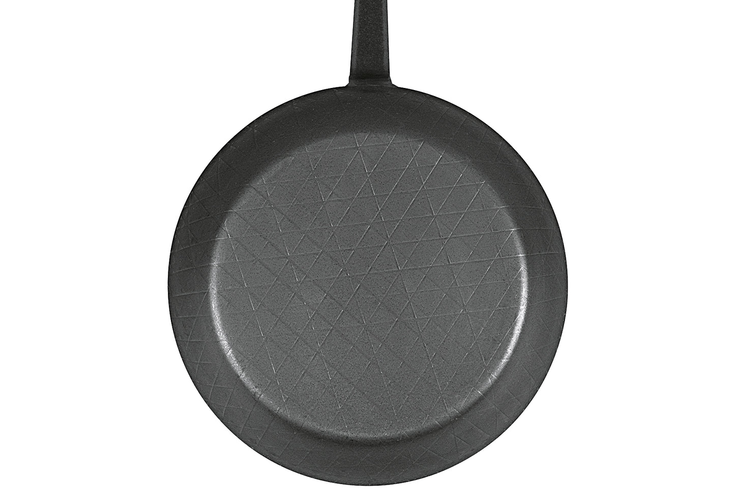 Servierpfanne schmiedeeisern Ø24cm mit gebogenem Stiel und hohem Rand schwarz