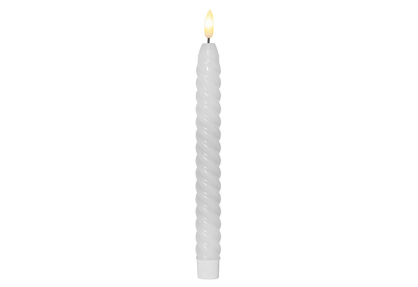 LED-Echtwachs-Leuchterkerze Flamme Swirl Antique 25x2,3cm weiß 2Stück