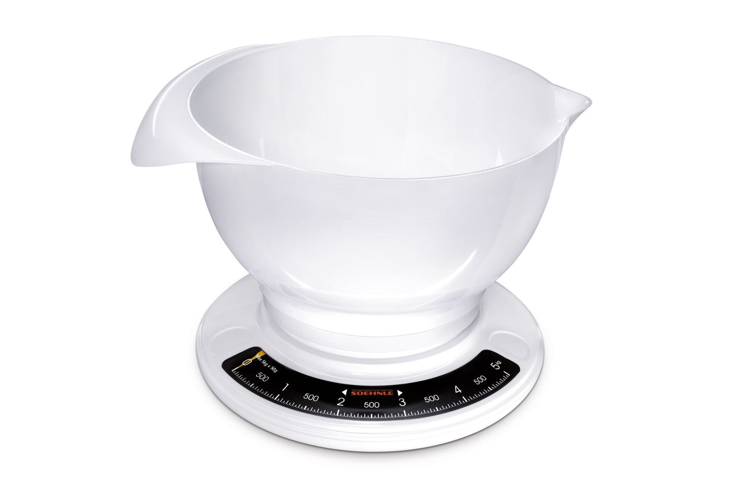 Küchenwaage Culina pro analog 5kg Tragkraft weiß mit Rührschüssel