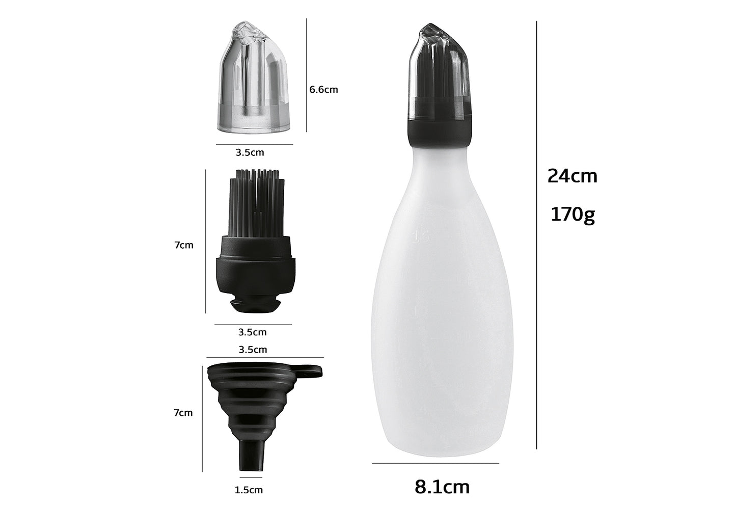 Silikon-Marinierflasche mit Bürste Black