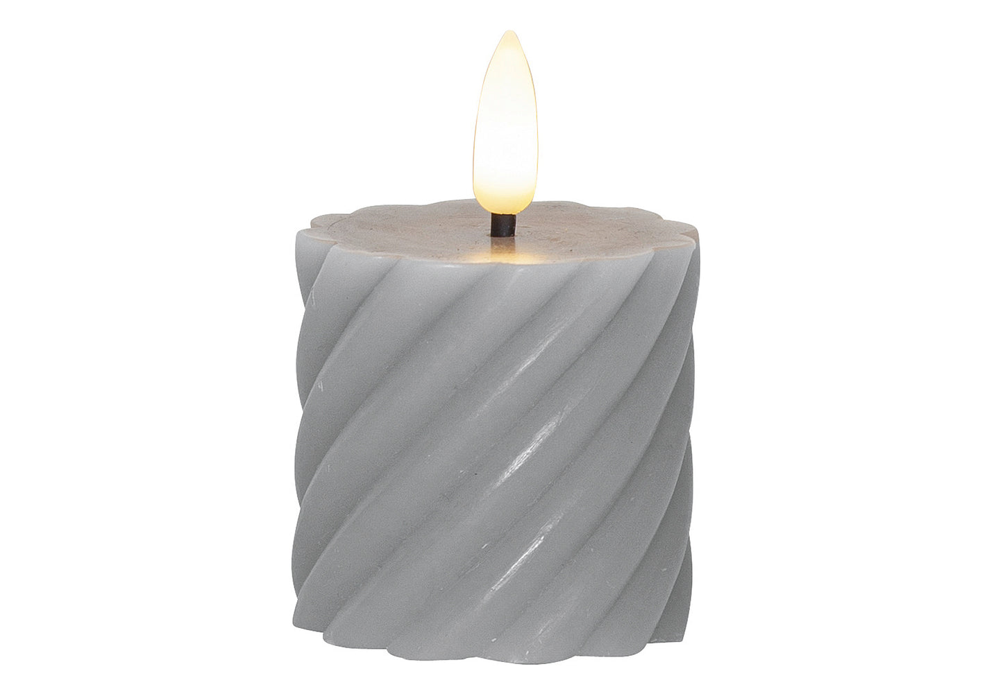 LED-Echtwachs-Kerze Flamme Swirl Votive 7,5x5cm grau 2Stück
