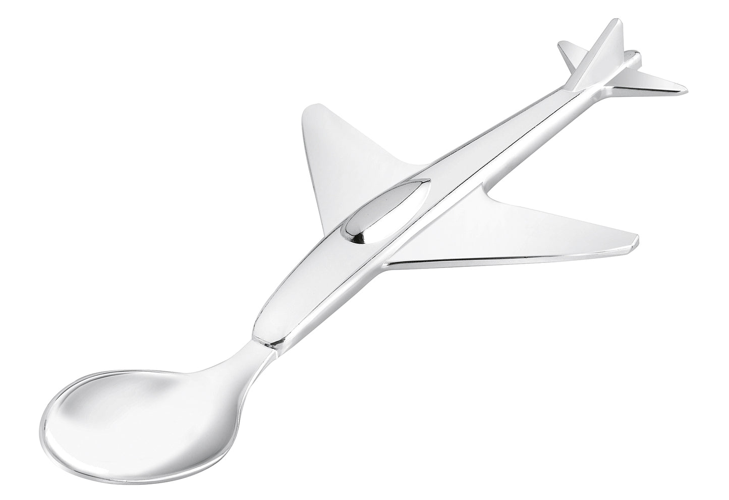 Babylöffel Flugzeug 8,7x18,5x2,3cm versilbert
