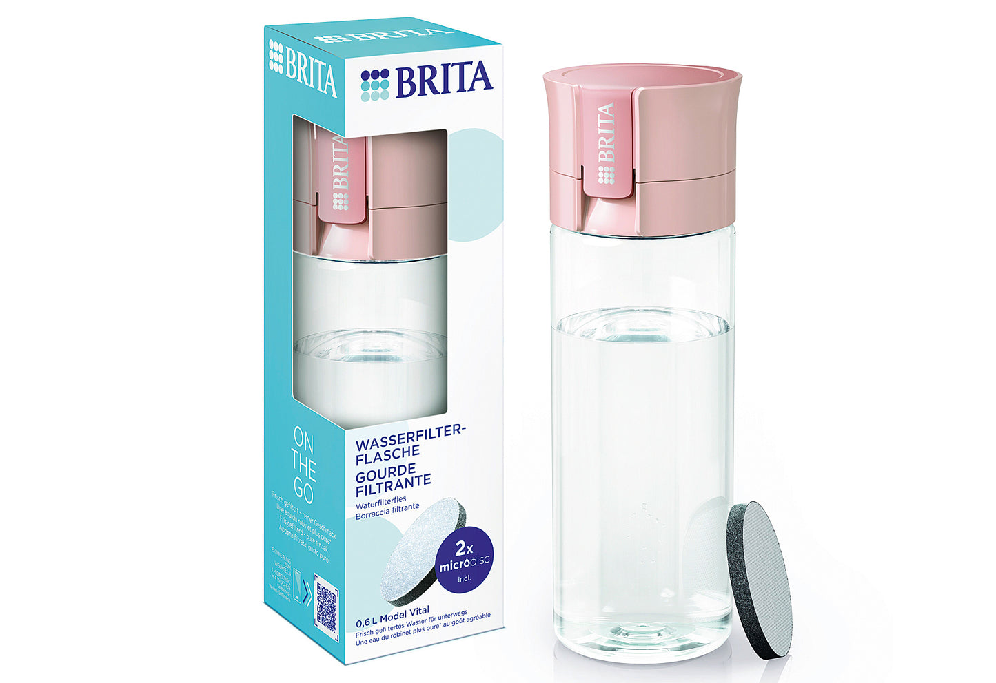 Wasserfilter-Flasche Vital apricot inkl. 2 MicroDisc