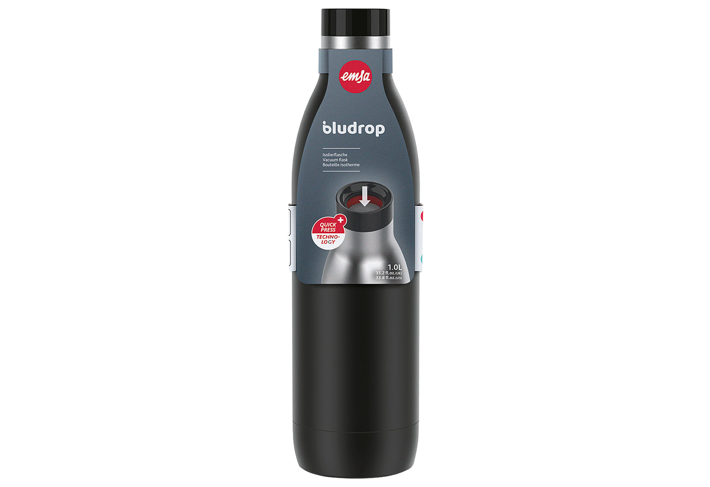 Trinkflasche Bludrop 1l basic black