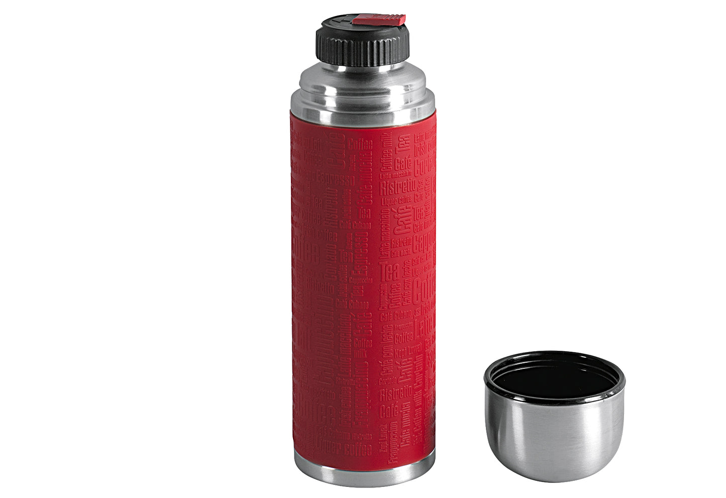 Isolierflasche Senator 1 l Manschette rot