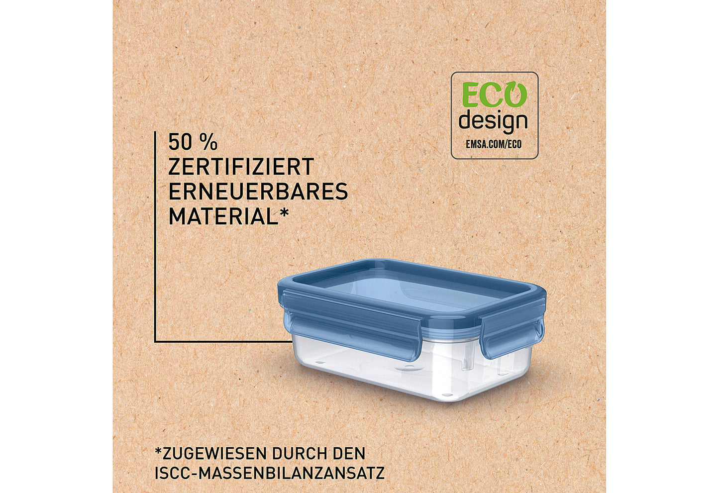 Frischhaltedose Clip & Close Eco 3er Set 3x0,8l rechteckig transparent blau
