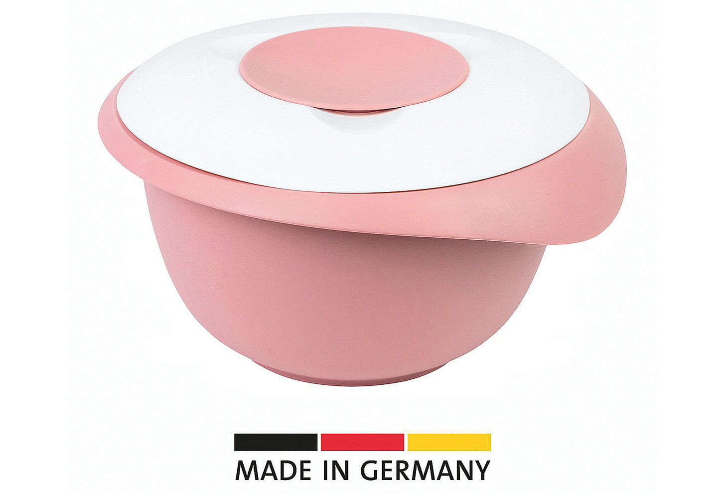 Rührschüssel mit zweigeteiltem Deckel 3,5l rosa/weiß