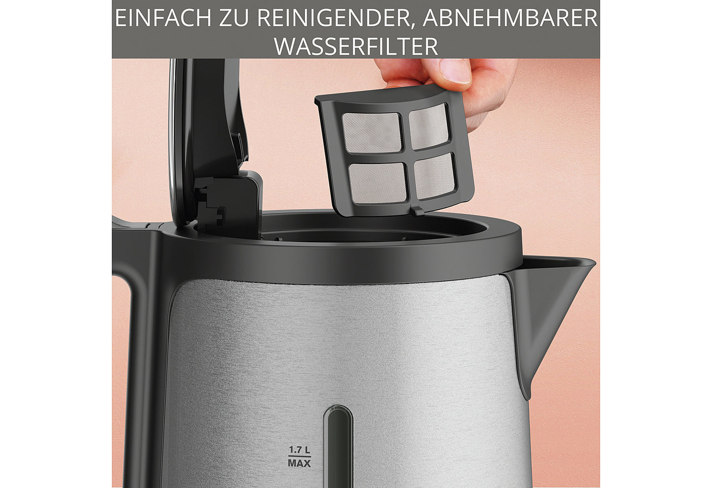 Wasserkocher BW 442 1,7 l 2400 W Edelstahl/schwarz