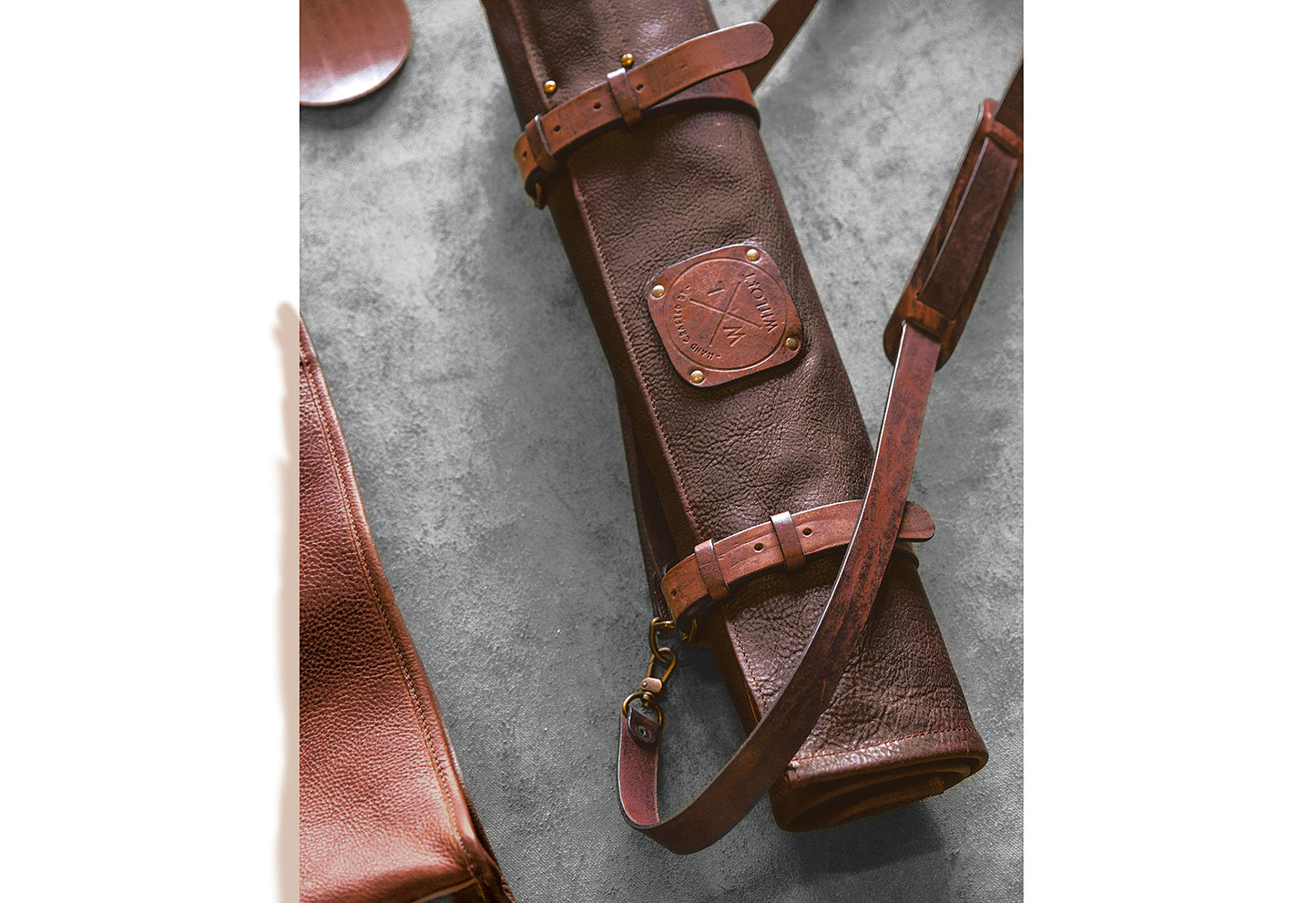Leder-Messerrolle 5-Pocket dunkelbraun