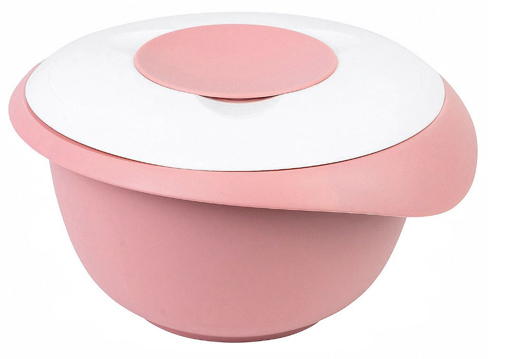 Rührschüssel mit zweigeteiltem Deckel 2,5l rosa/weiß