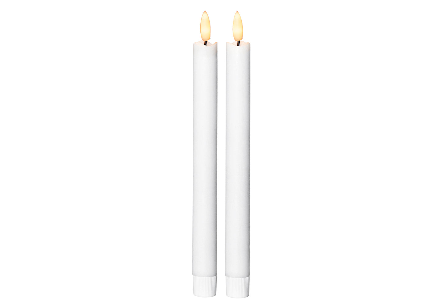 Leuchterkerze Flamme LED mit Timer 25x2,1cm weiß 2 Stück