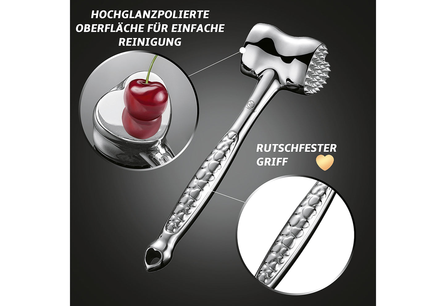 Fleischklopfer Love Shape Edelstahl