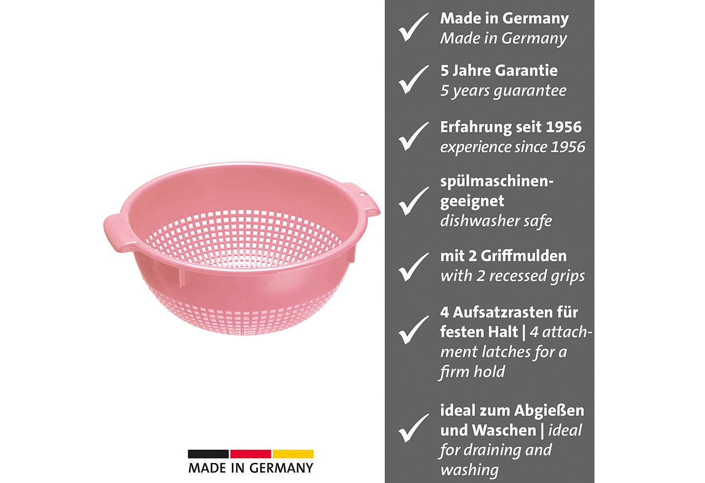 Seiher innen Ø24cm rosa