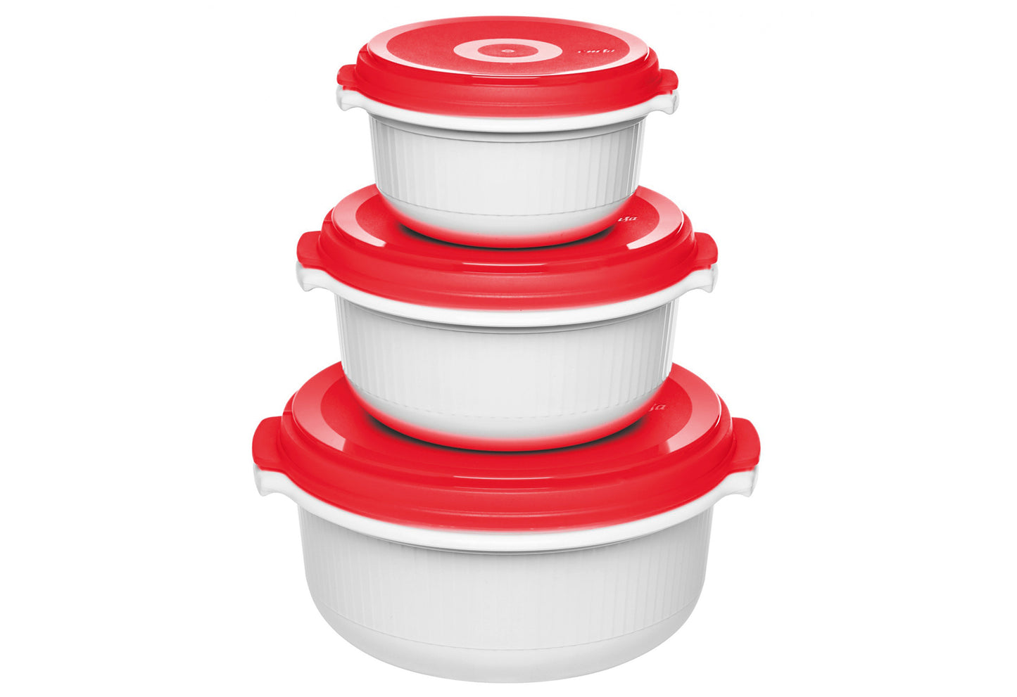 Mikrowellentopf Micro Family 0,5/1,0/1,5l weiß/rot