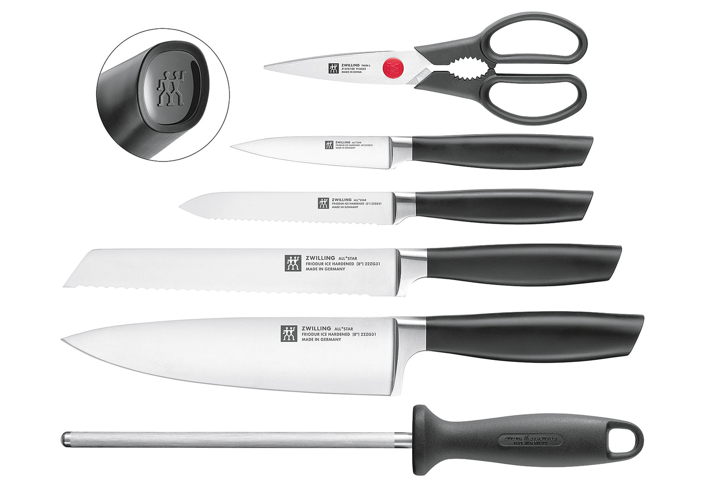 Messerblockset Schwarz All * Star 7teilig
