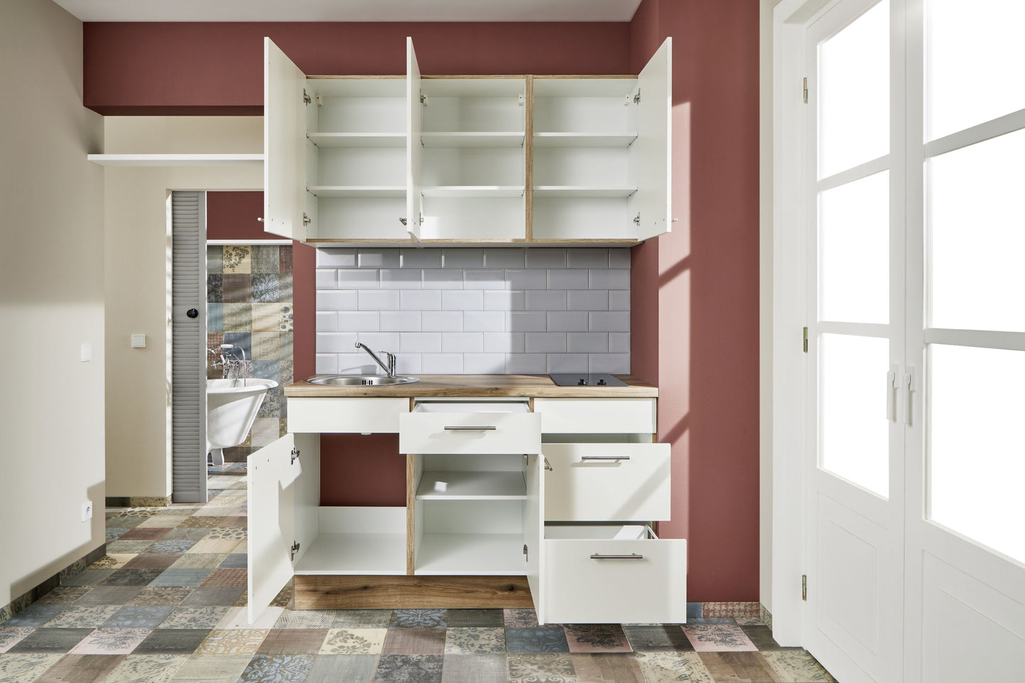 Küchenzeile 150 cm, Schränke in Magnolienweiß - Ruder Home GmbH