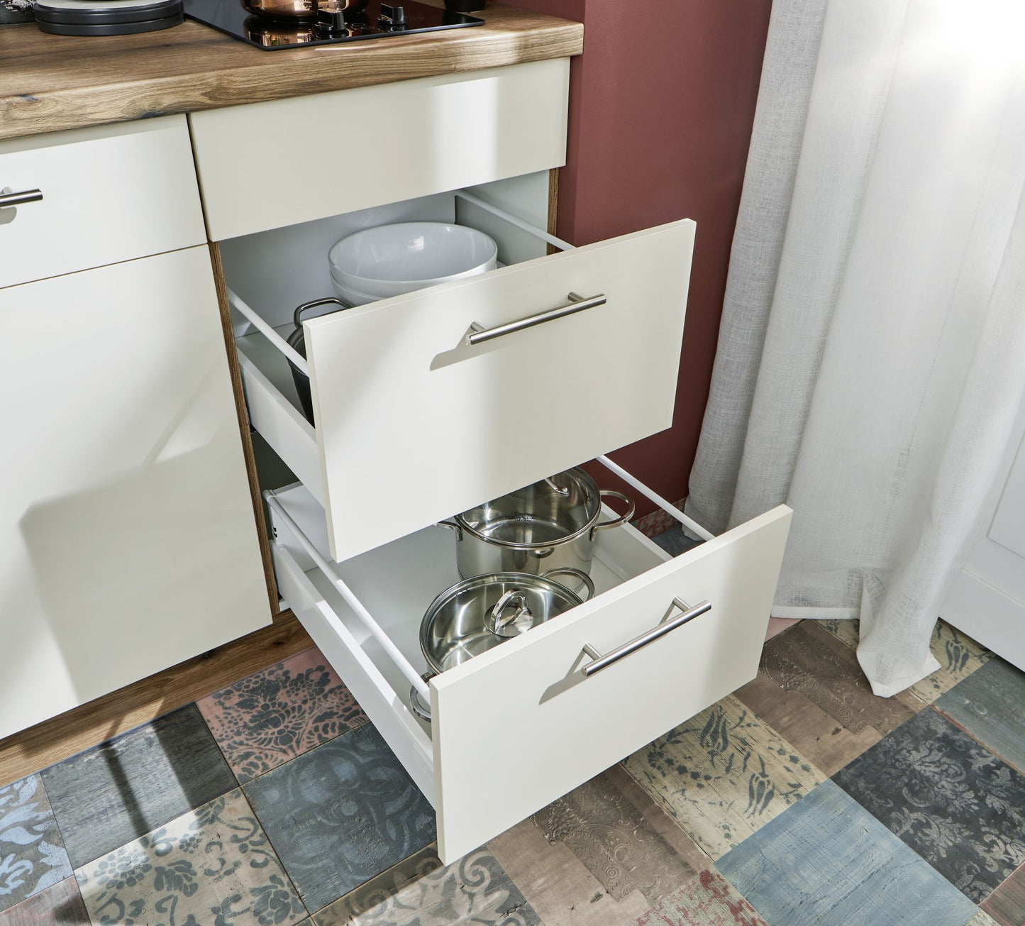Küchenzeile 150 cm, Schränke in Magnolienweiß - Ruder Home GmbH