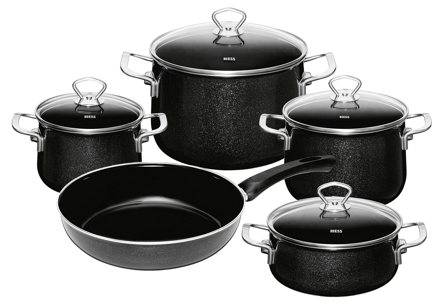 Topfset Black Magic 5teilig schwarz Emaille