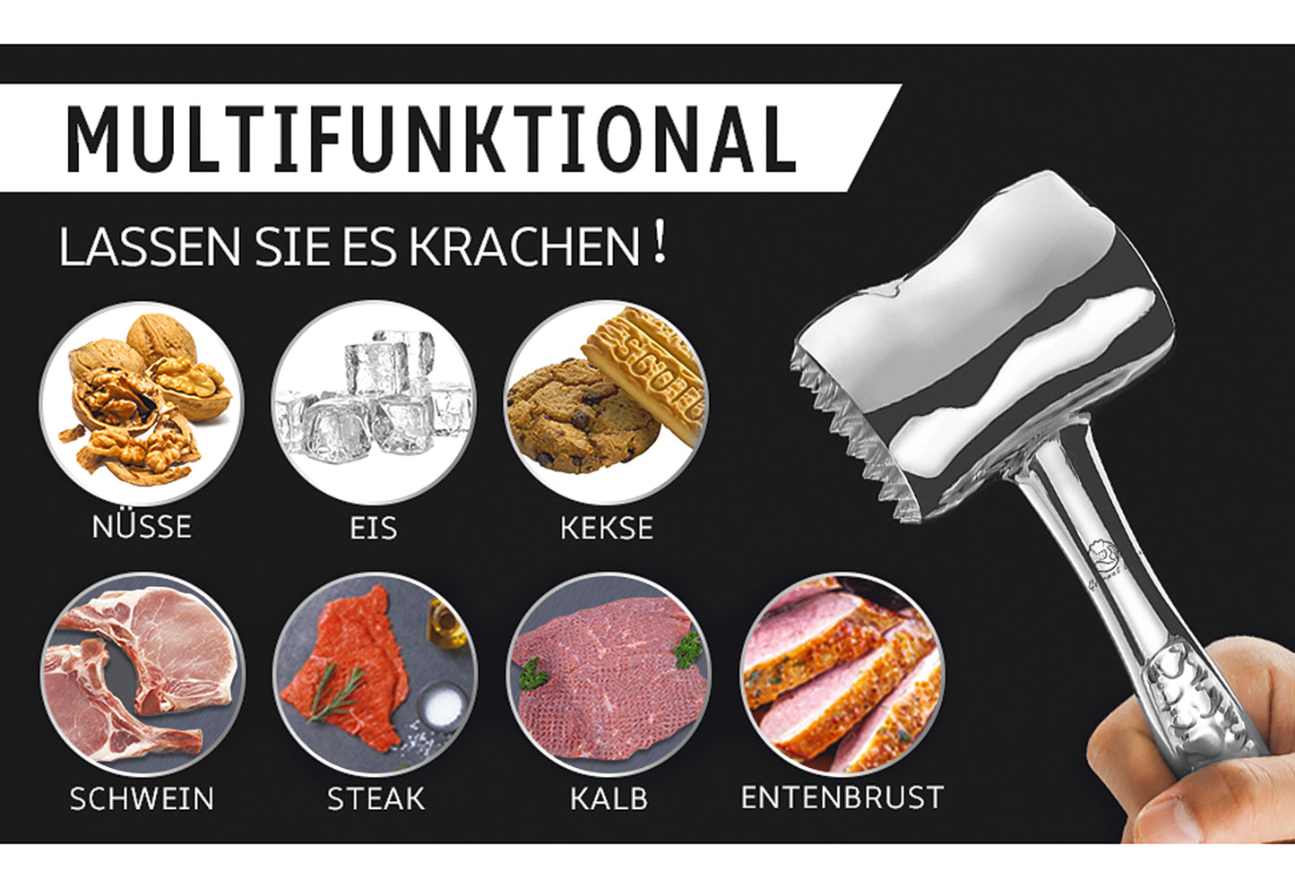 Fleischklopfer Love Shape Edelstahl