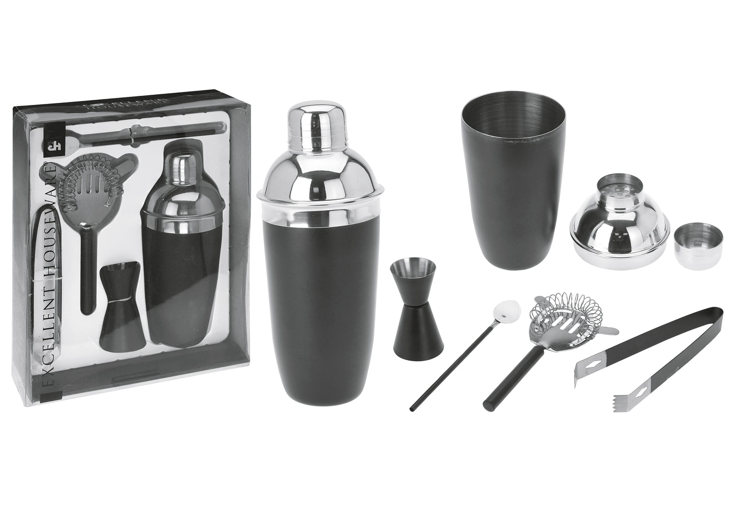 Cocktailset Edelstahl schwarz 5tlg.