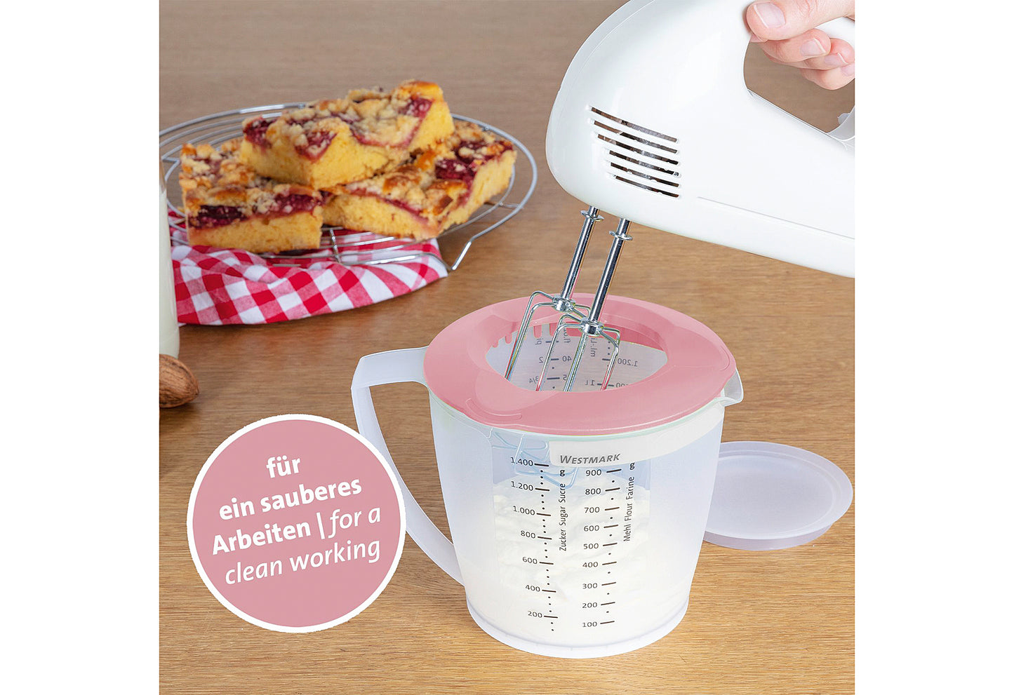Rührbecher mit Deckel Helena 1,4l rosa