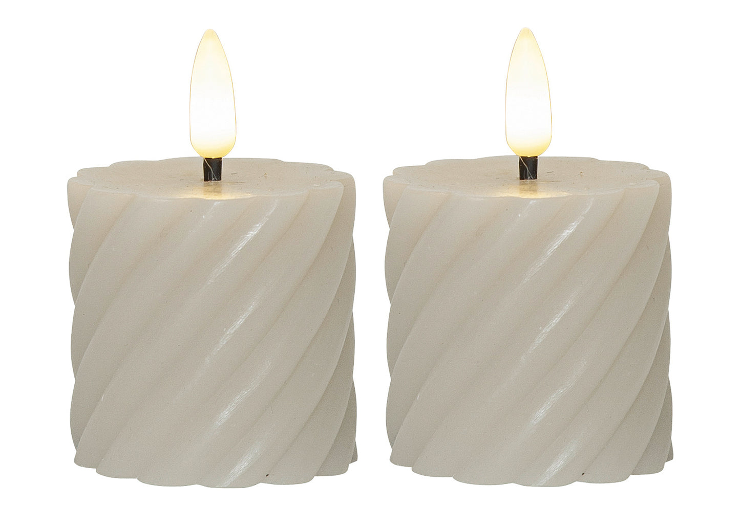 LED-Echtwachs-Kerze Flamme Swirl Votive 7,5x5cm beige 2Stück
