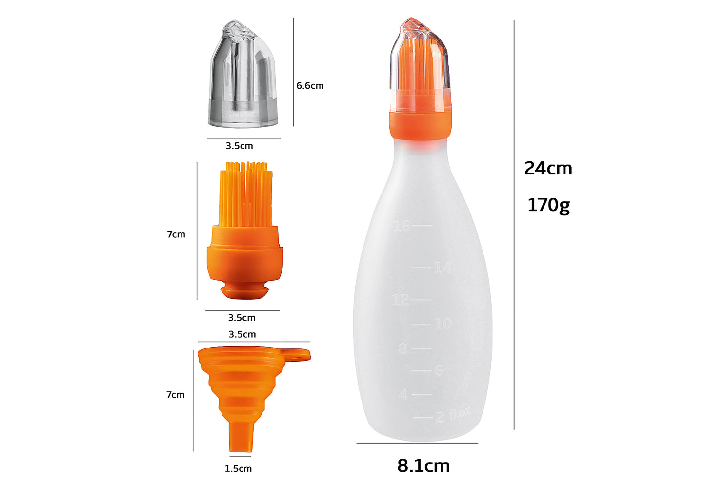 Silikon-Marinierflasche mit Bürste Orange