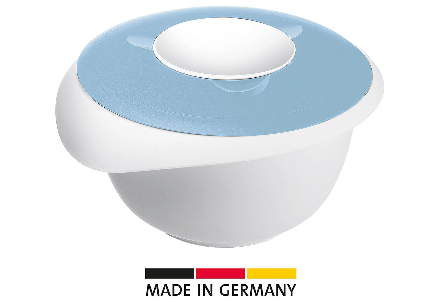 Rührschüssel mit zweigeteiltem Deckel 2,5l blau/weiß