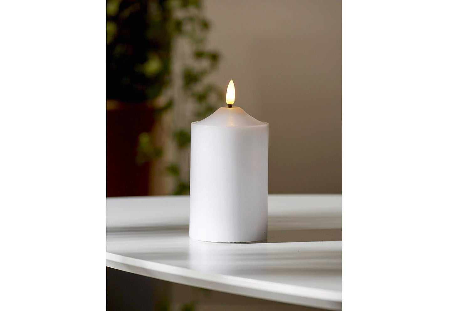 Kerze Flamme LED mit Timer 15x7,5cm weiß