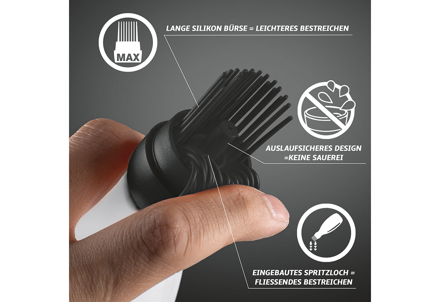 Silikon-Marinierflasche mit Bürste Black