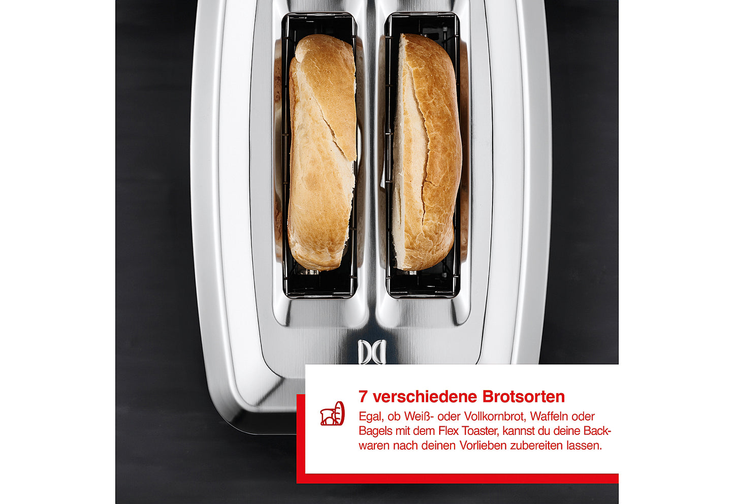 Toaster Flex Typ 8004 2 Schlitze mit Brötchenaufsatz