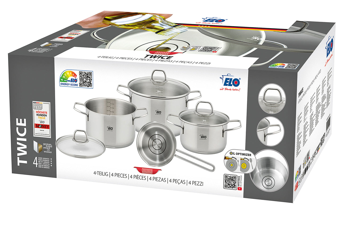 Topfset Twice Edelstahl 18/10 4teilig