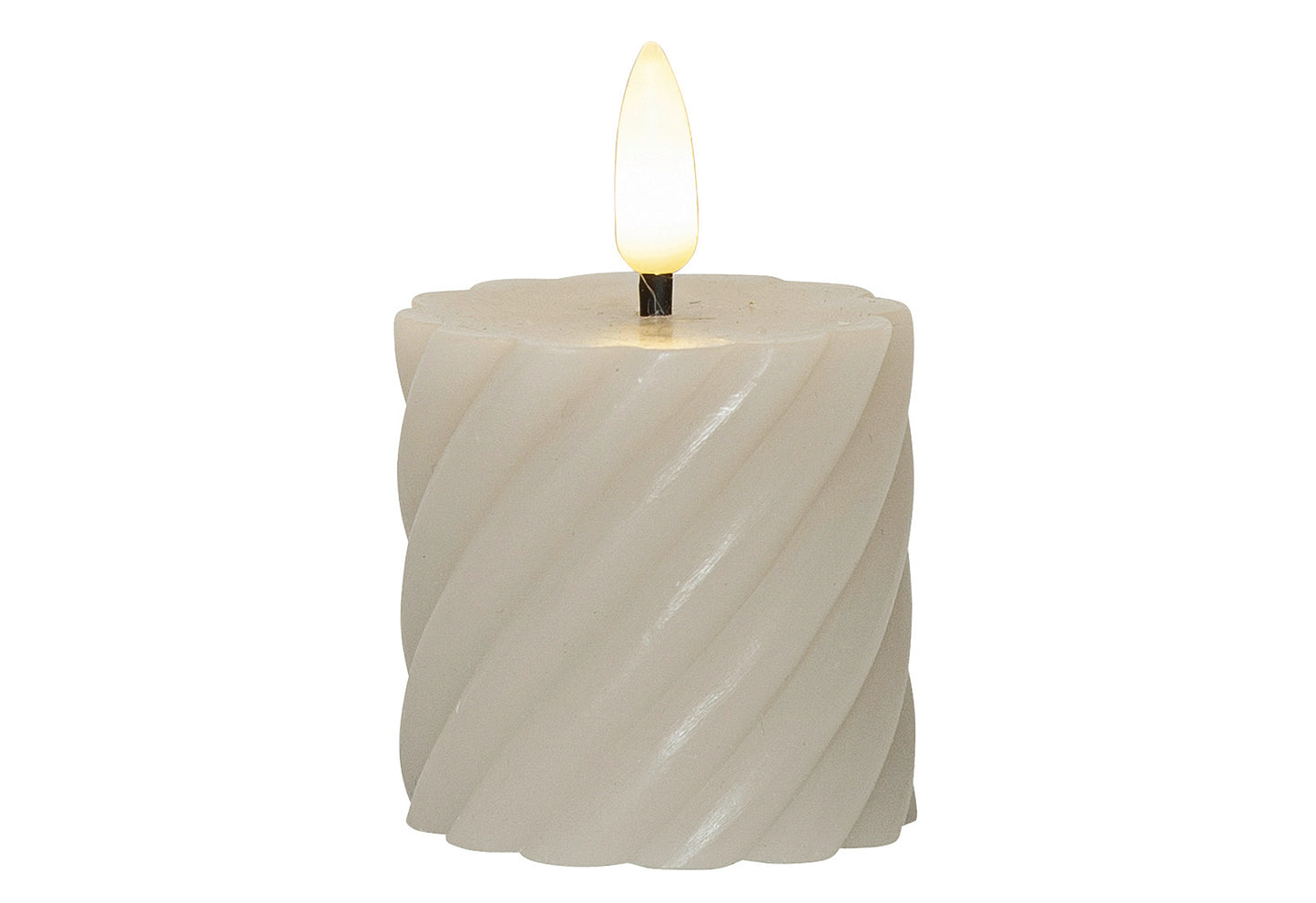 LED-Echtwachs-Kerze Flamme Swirl Votive 7,5x5cm beige 2Stück