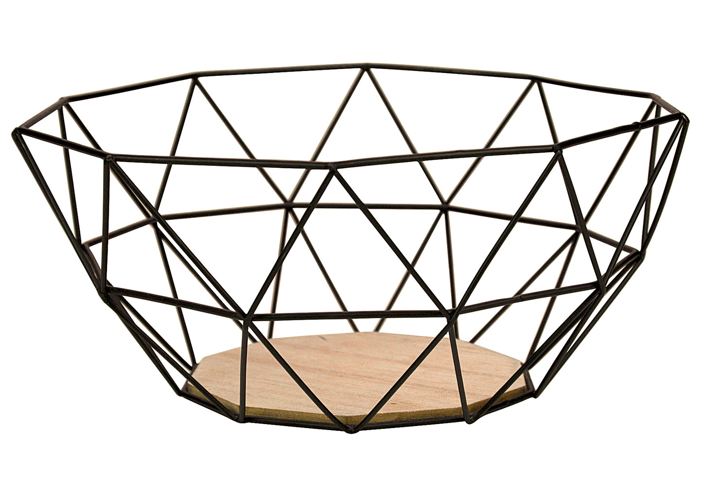 Deko-Obstkorb Metall mit Holzboden 26,5x25x12cm schwarz - Ruder Home GmbH